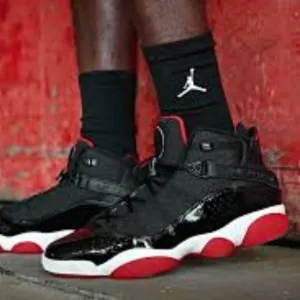 Air Jordan 6 Rings Shoes Black White Varsity Red Men's Size 8 Style #322992-062