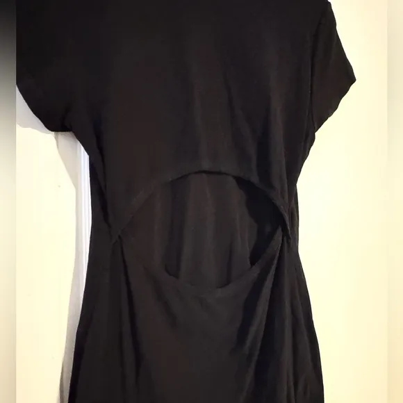 Bassike Womens Black Cut Out Back Dress