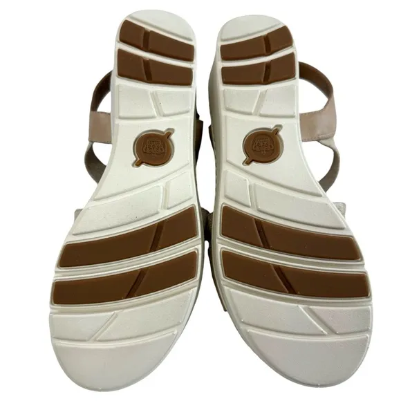 Born Paley Leather Canvas Strappy Platform Slide Sandals in Natural Size 9M