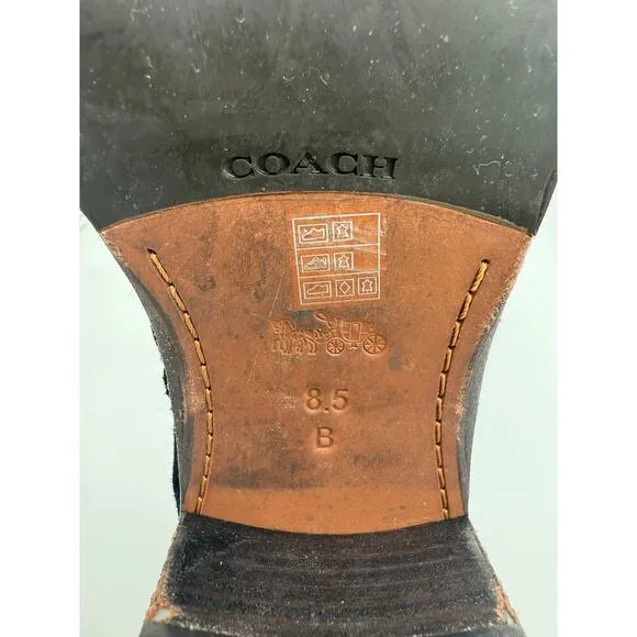 COACH Lucia Split Boots Tall Over the Knee Suede Leather Black Casual 8.5