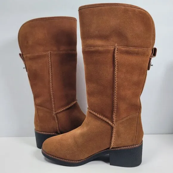 Coach Women's Brown Turnlock Shearling Boots G1011 US Size 8.5B