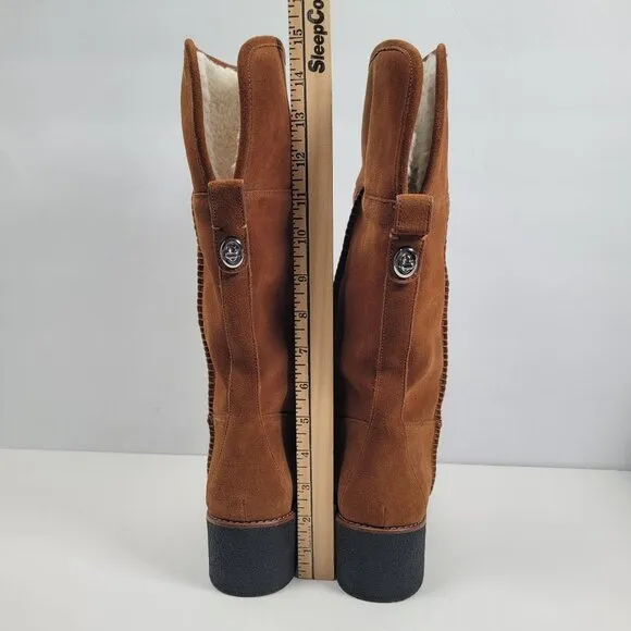 Coach Women's Brown Turnlock Shearling Boots G1011 US Size 8.5B