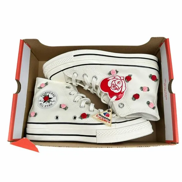 🌹🌹🌹Converse Chuck 70 Valentine's Day Hi Sz 6 Men's Shoes Roses Beige A10637C