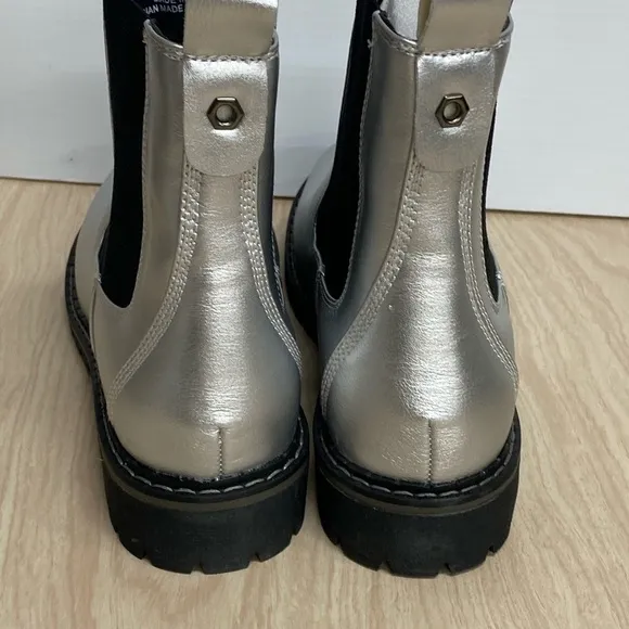 Corkys To Be Honest Round Toe Chelsea Booties Womens Silver Casual Boots NEW