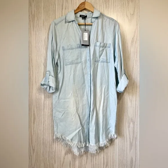 Dear John AVERY BUTTON FRONT DRESS Perfect Blue Denim Size S NWT