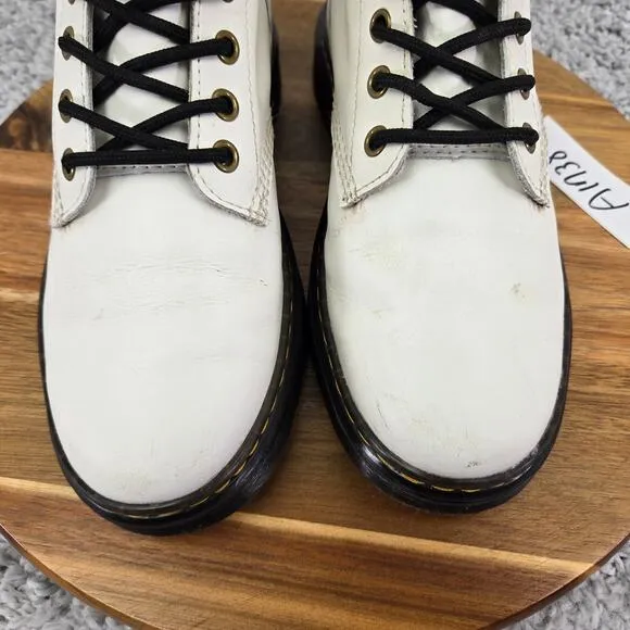 Dr. Martens Zavala White Leather Lace Up Casual Trench Combat Boots Womens 7