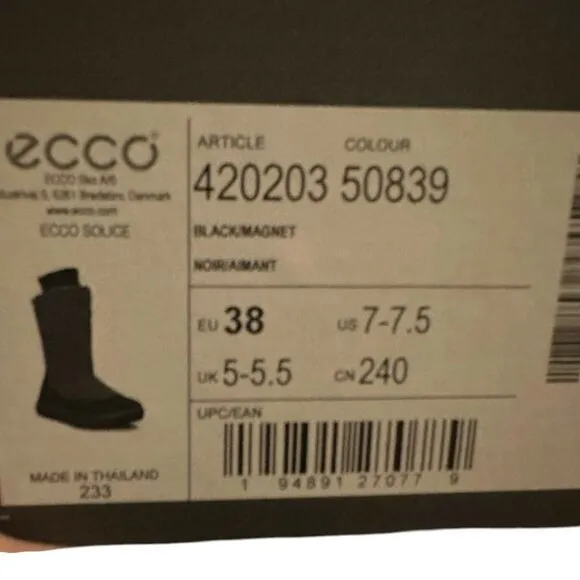 Ecco size 7 -7.5 women’s black magnet 420203. Waterproof winter boots.