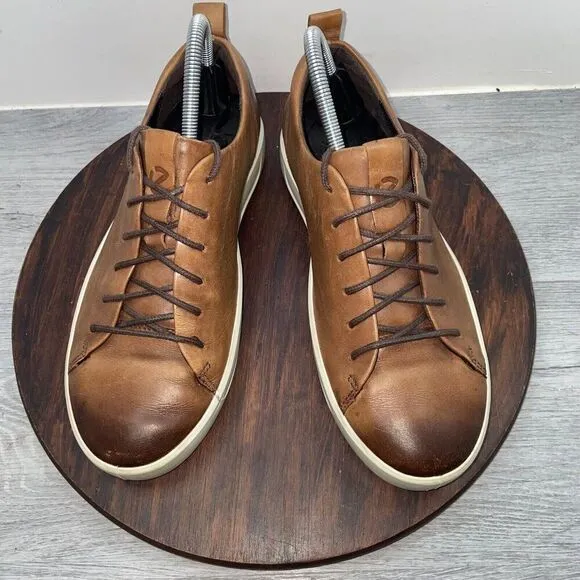 Ecco Soft 7 Brown Leather Sneakers Mens EU 40 US 6 Casual Lace Up Shoes Comfort