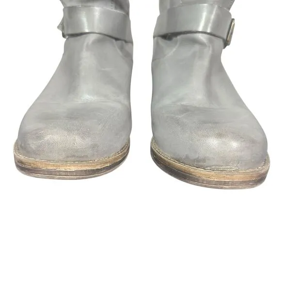Eric Michael Women's Slouchy Leather Mid-Calf Boots Gray Buckle Strap Casual 10B