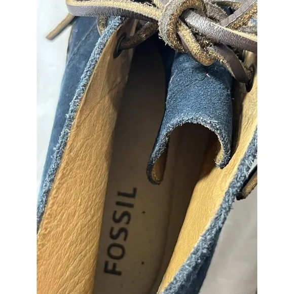 Fossil Boots Mens Casual Chukka SIZE 8 BLUE SUEDE LEATHER