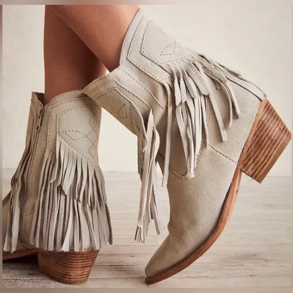 Free People Lawless Leather Fringe Boots