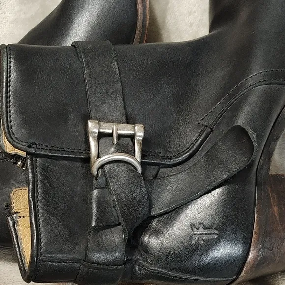 Frye Marjorie Knotted Black Ankle Boots Size 6B