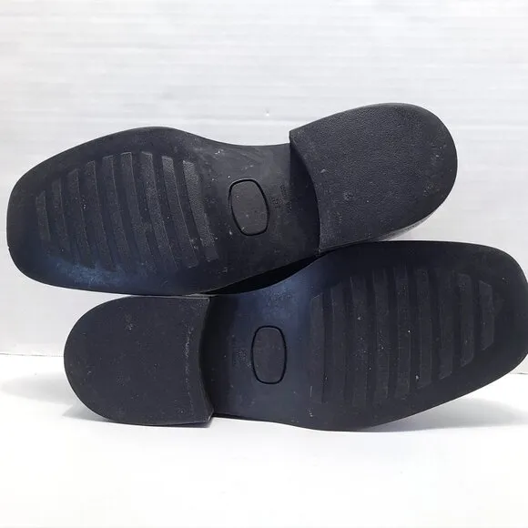 Gucci 40E US 7.5 Wide Flat Ankle Boots Black Leather Monk Strap