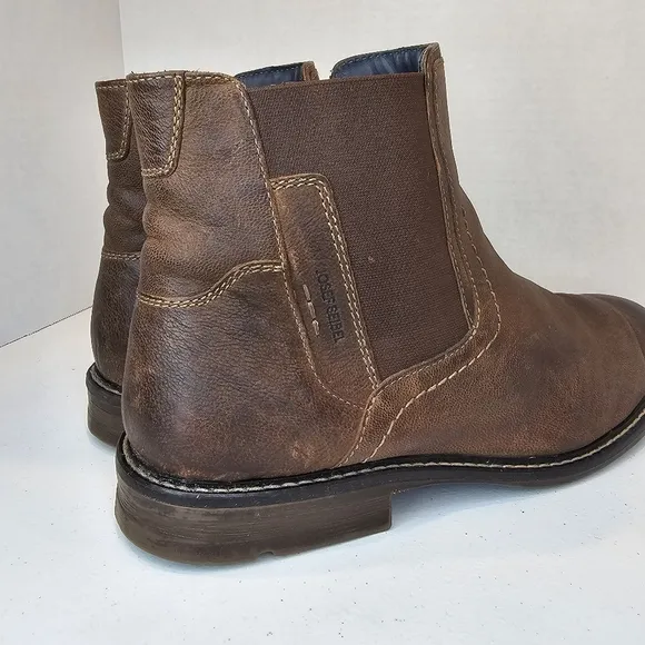 Josef Seibel Men Brown Leather Ankle Boots Size 45 US 11.5 Zip Up Casual Preppy