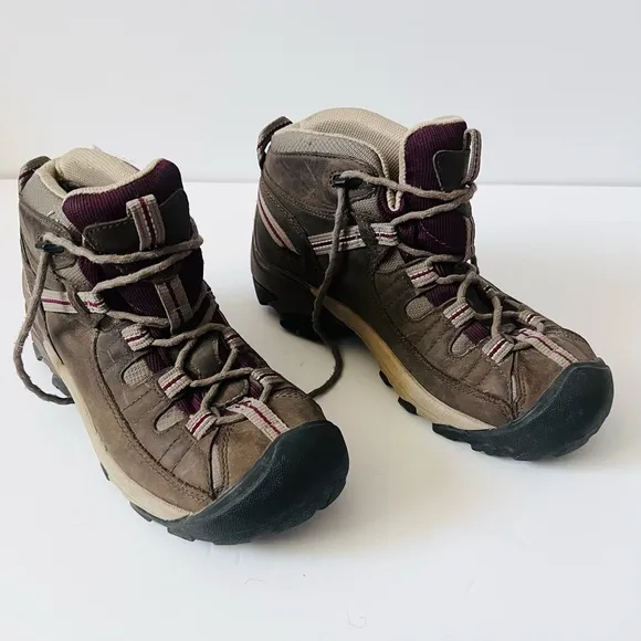Keen Women’s Dry Targhee II Weatherproof Leather Hiking Boots SZ 7 Brown/Purple
