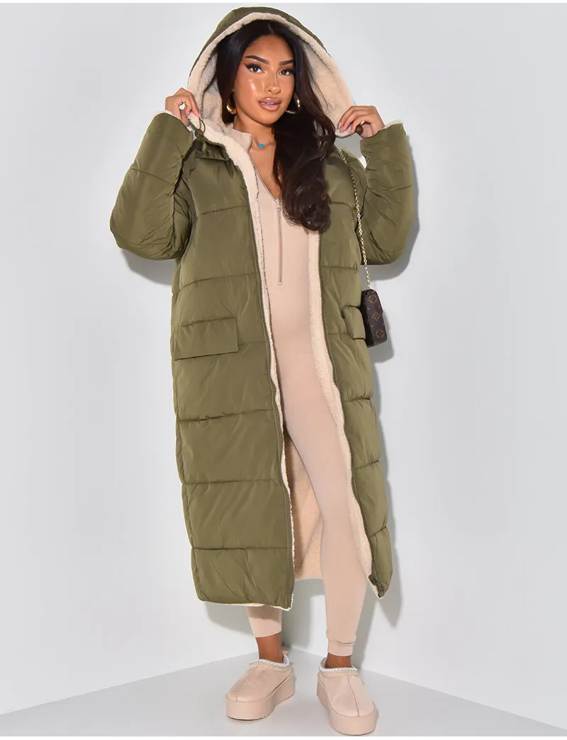 Longline Sherpa-Lined Puffer Coat | Oversized & Warm | Winter Essential