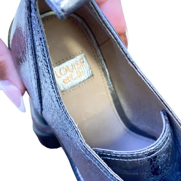 Louise Et Cie Womens Metallic Silver Leather Zipper Oxford Shoes 6