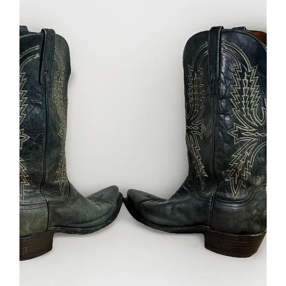 Lucchese 1883 N1560 Men’s Crayton Mad Dog Goat Boots Black Burnished Size 9.5 D