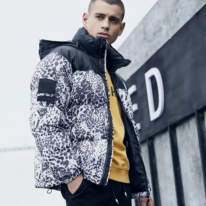 Men's Hip-Hop Leopard Print Winter Jacket