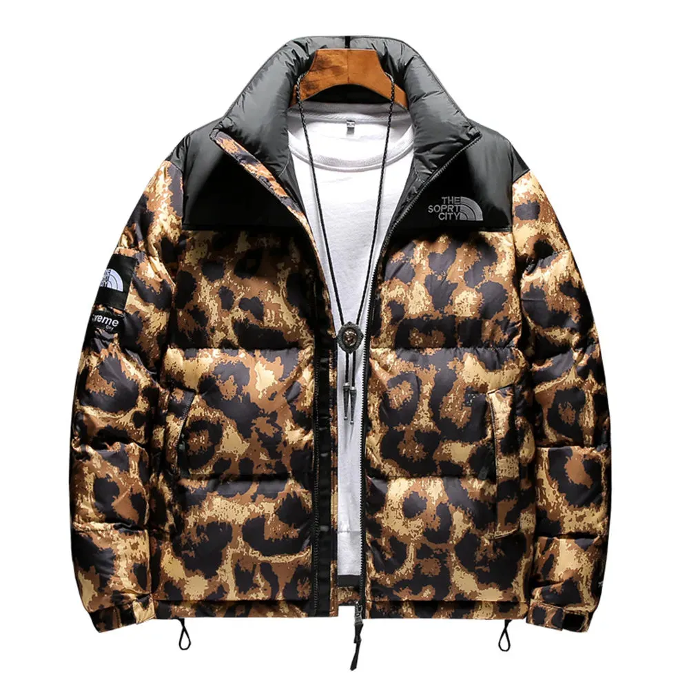 Men's Hip-Hop Leopard Print Winter Jacket