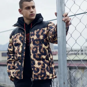 Men's Hip-Hop Leopard Print Winter Jacket