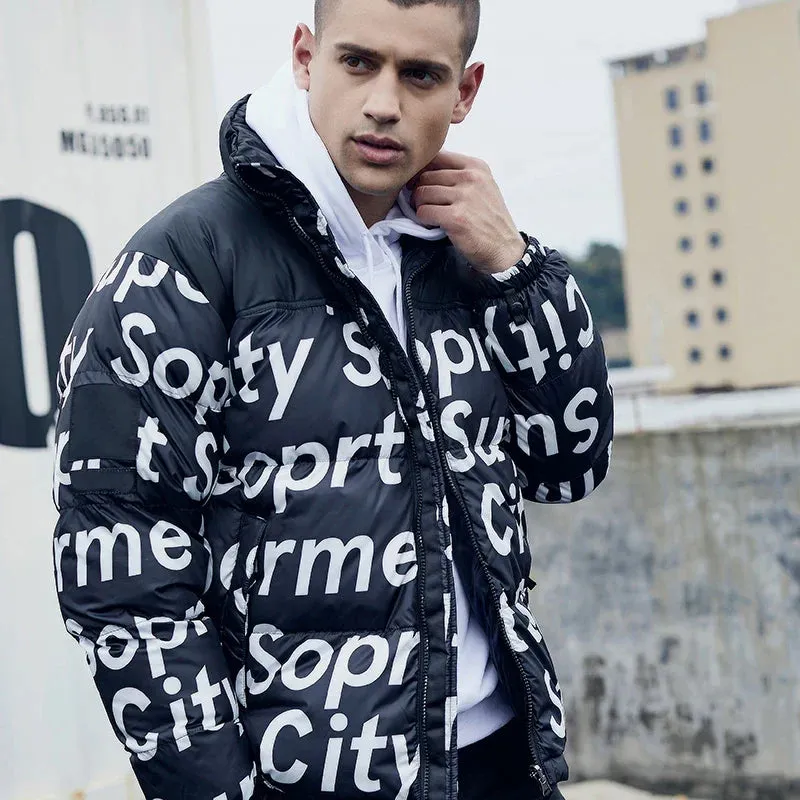 Men's Hip-Hop Leopard Print Winter Jacket
