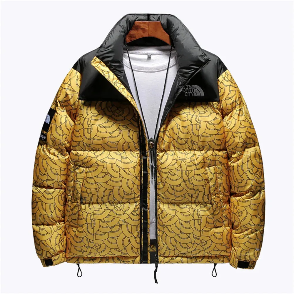 Men's Hip-Hop Print Winter Jacket | Sky Blue
