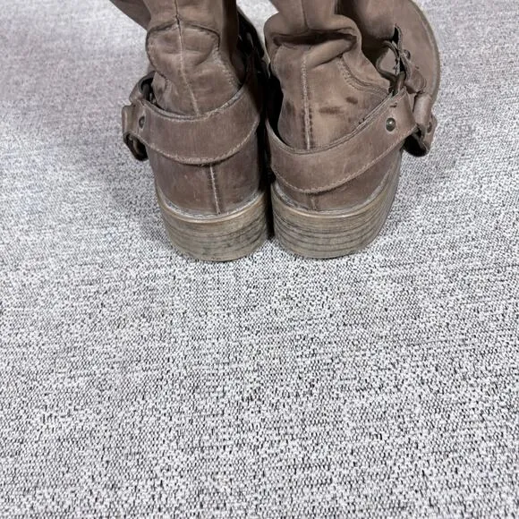 Moto Leather Boots Tan Biker Casual Size 36 Made In Italy