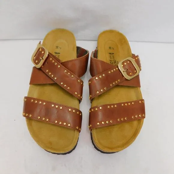 NAOT Women's Carolina Slide Sandal Soft Chestnut Leather Size 7- EU 38 New