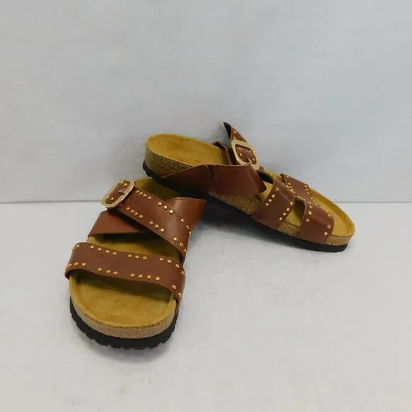 NAOT Women's Carolina Slide Sandal Soft Chestnut Leather Size 7- EU 38 New