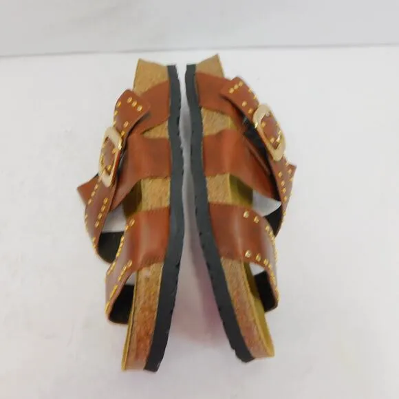 NAOT Women's Carolina Slide Sandal Soft Chestnut Leather Size 7- EU 38 New