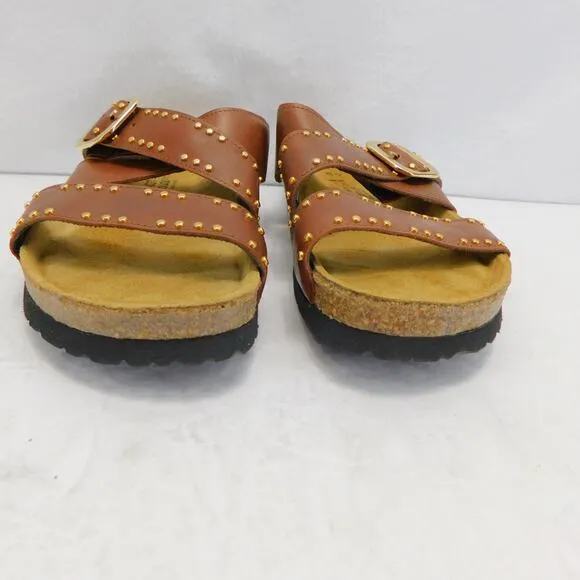 NAOT Women's Carolina Slide Sandal Soft Chestnut Leather Size 7- EU 38 New