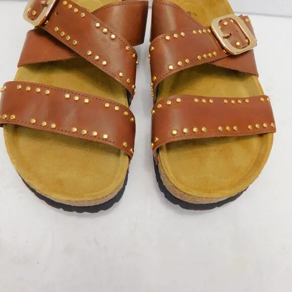 NAOT Women's Carolina Slide Sandal Soft Chestnut Leather Size 7- EU 38 New