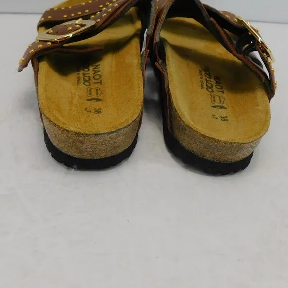 NAOT Women's Carolina Slide Sandal Soft Chestnut Leather Size 7- EU 38 New