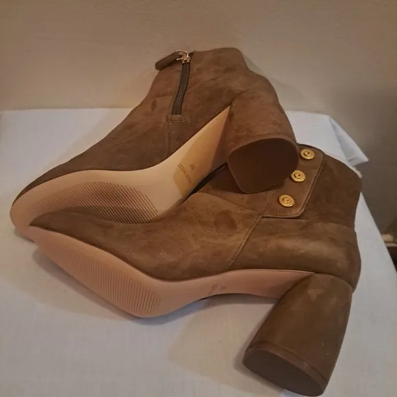 NIB Nine West Luella Women's Block High Heel Ankle Boots Side Zip Size 9 M