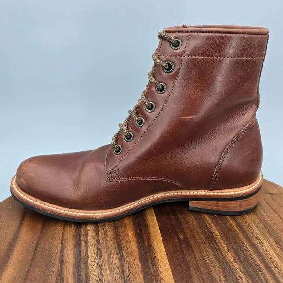Nisolo Amalia Boots Women's 9 Brown Leather Lace Up Casual Combat Booties