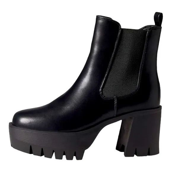 NWT Madden By Steve Madden Black Platform Granite Lugg Boots  Size 9