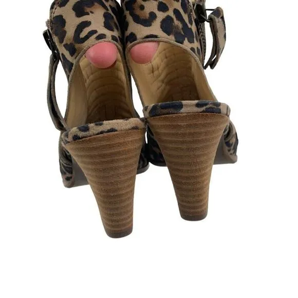 Paul Green Cayanne Suede Leopard Peep Toe Booties Women's UK Size 3 1/2 US 6