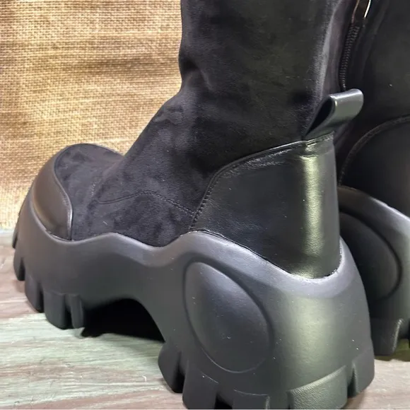 Pull on Leather Knee-High Platform Boots size 6 (36) NWOT