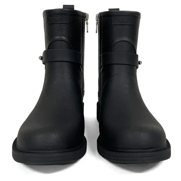 rag &amp; bone Moto Rain Boots Sz 10 40 New $225 Black Rubber Low Heel Side Zippers