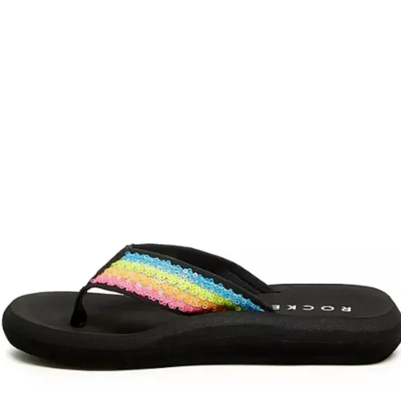 Rocket Dog Black Sandals with Rainbow Straps