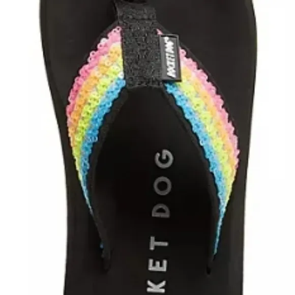 Rocket Dog Black Sandals with Rainbow Straps