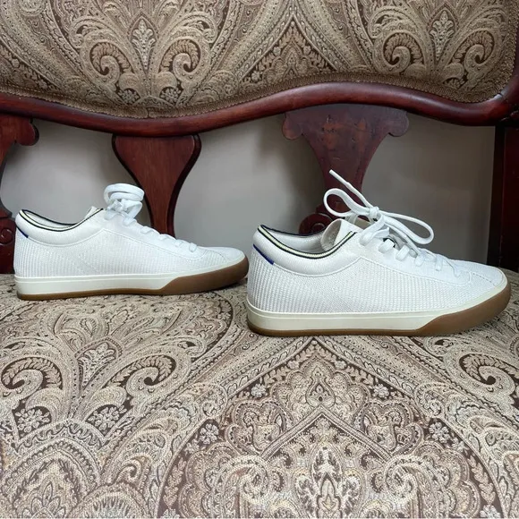 Rothy’s The Lace Up Sneakers Cream Eggshell White Comfortable Shoes Size 7