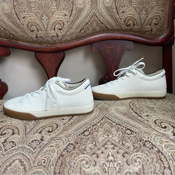 Rothy’s The Lace Up Sneakers Cream Eggshell White Comfortable Shoes Size 7