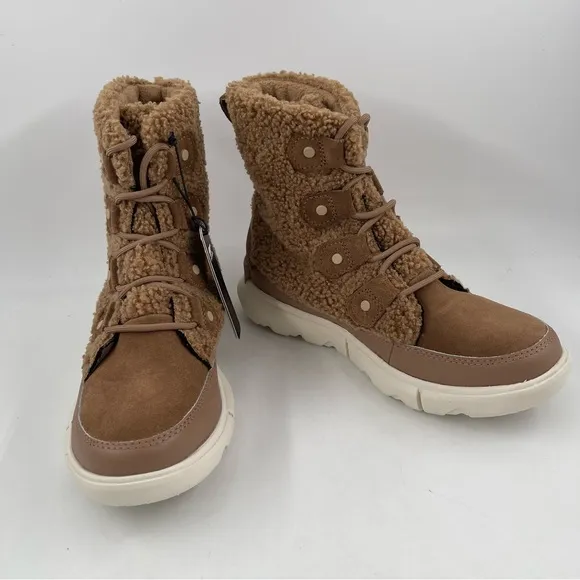 Sorel Women’s Explorer II Joan Cozy - Size 6 - Dk. Tan White Sherpa Boots