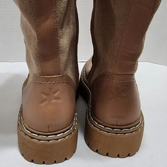 Splendid Antonia Sherpa fur trimmed warm sand leather boots Women's size 7.5 new