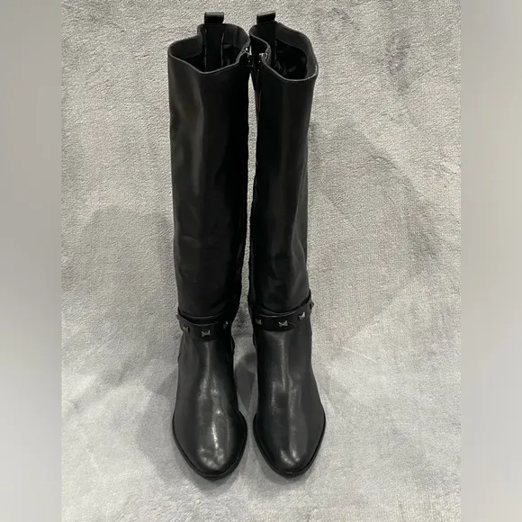 TED BAKER London Plannia Bow Knee High Boots Black Leather Women’s Size 35 New