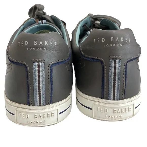TED BAKER LONDON THAWNE Dark Grey Leather Trainers Sneakers