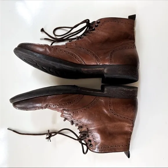 To Boot New York Brennan Lace Up Brogue Boot Leather 9 1/2 Mens - RETAIL $498