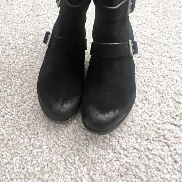 UGG Cydnee Black Leather Moto Boots US 6​​​​​​​​